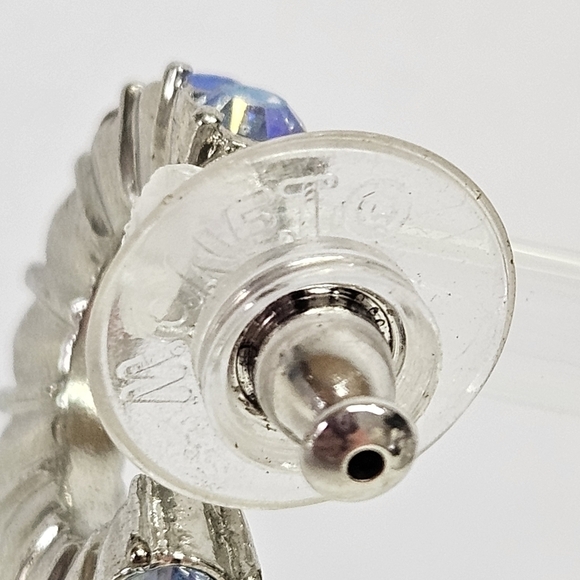 VINTAGE Monet Classic Aurora Borealis Rhinestone Hoop Earrings - Picture 5 of 6